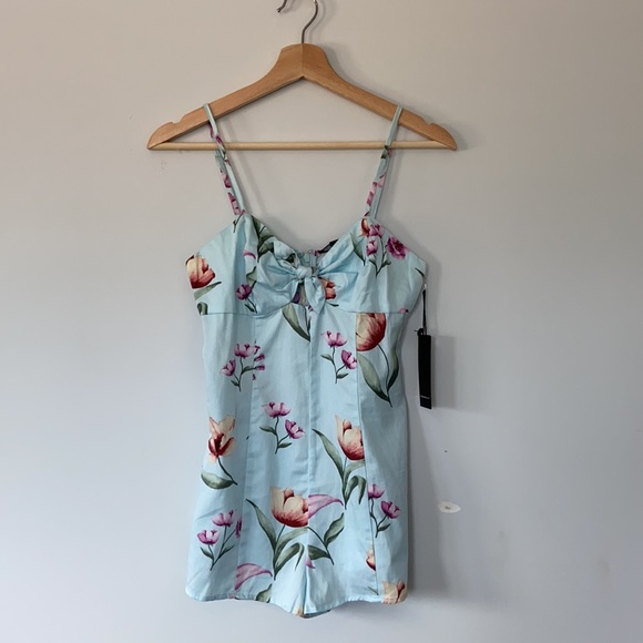Forever 21 Floral Tank Tie Front Tropical Romper - Picture 1 of 10